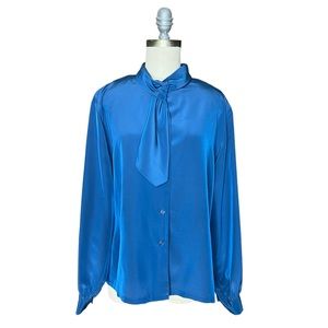 Vintage Pendleton Teal Silky Blouse size 14P